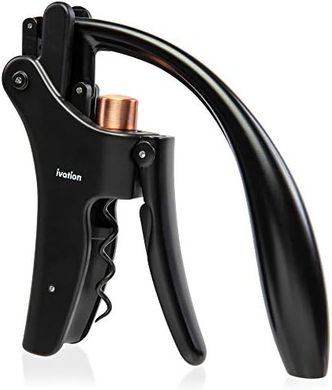 Ivation Lever-Action Wine Opener: Ergonomic, Easy-Grip, No-Twist Removal
