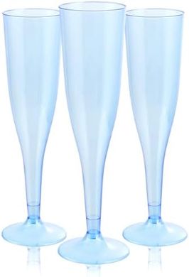 Clear Blue Plastic Champagne Flutes (36-Pack, 7oz) for Parties & Weddings
