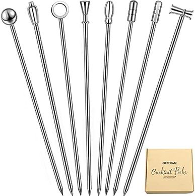 DEMIGO Reusable Stainless Steel Cocktail & Martini Picks (8 Styles)
