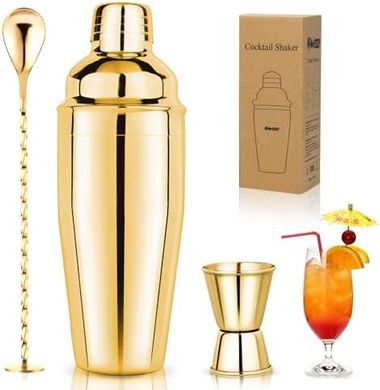 Gold 25oz Stainless Steel Cocktail Shaker Set with Tools
