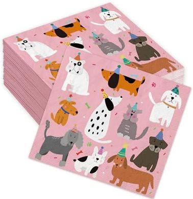 Pink Puppy Party Napkins: 100 Cute Disposable Cocktail Napkins
