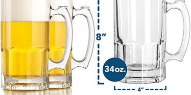 German-style beer steins (2-pack, 34oz each)
