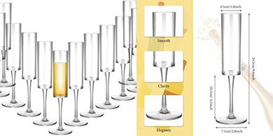 Reusable Acrylic Champagne Flutes & Cocktail Cups (12-pack)
