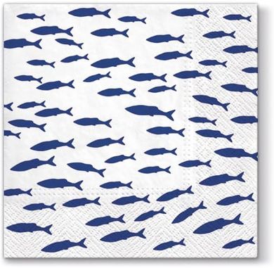 Blue Coastal Fish Paper Cocktail Napkins (40ct)
