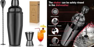 Professional Black Stainless Steel Cocktail Shaker Set
