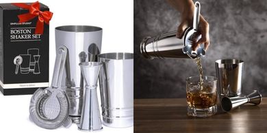 Premium Weighted Stainless Steel Boston Shaker Set with Strainer & Jigger
