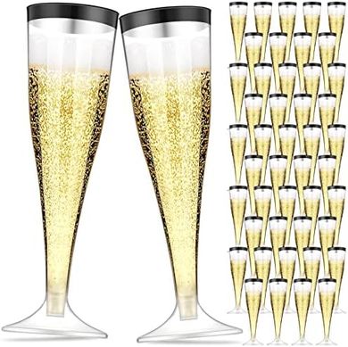 Zubebe 100-Pack Clear Plastic Champagne Flutes (4.5oz) for Parties
