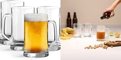 KooK Beer Mugs: 4-pack, 12.7oz, dishwasher-safe.
