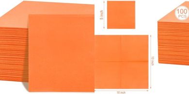 FLOWERCAT 100 Premium Orange Paper Napkins (5x5")
