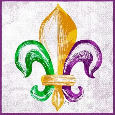 Mardi Gras Fleur De Lis Cocktail Napkins (20, 5x5")
