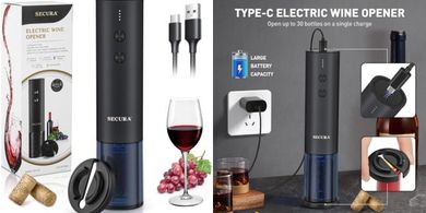 Secura Rechargeable Electric Wine Opener with Foil Cutter
