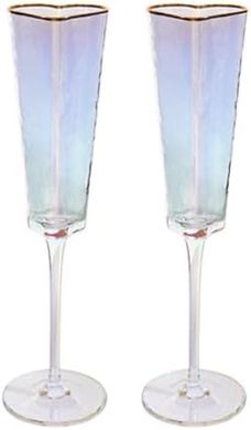 Elegant Heart Champagne Glasses, Wedding Set of 2
