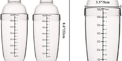 Double 24oz Clear Plastic Cocktail Shaker with Measurement Marks
