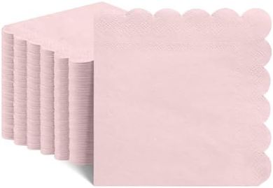 120 Cute Pink Scalloped Cocktail Napkins (5x5") for Parties