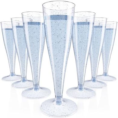 Jolly Chef Disposable Champagne Flutes: 100 Blue Glitter, 4.5 oz
