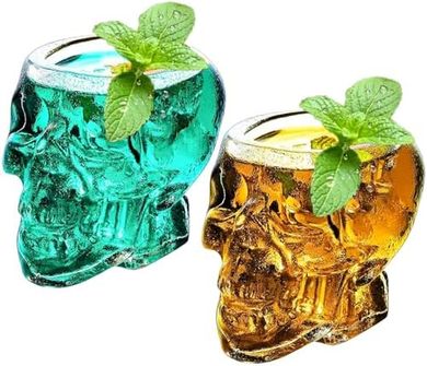 Halloween Skull Wine Glasses: 12oz Funny Cocktail Cups
