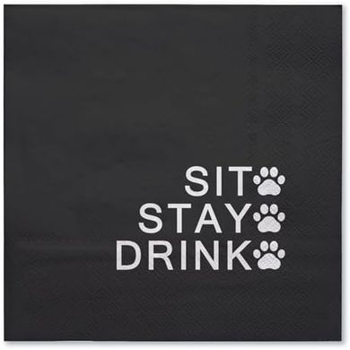 Black & White Paw Print Party Napkins (50-pack)
