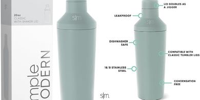 Insulated Stainless Steel Cocktail Shaker Set (20oz, Sea Glass Sage)
