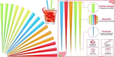 Cunhill Prism Cocktail Picks: 500 colorful triangular picks for drinks & desserts.
