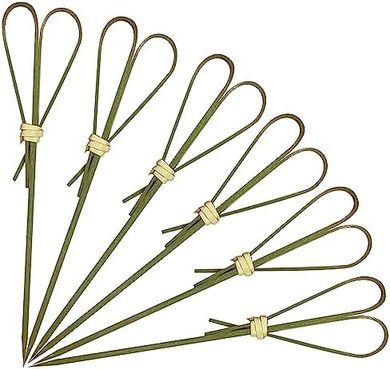 Cyan Heart-Shaped Bamboo Cocktail Picks (100)
