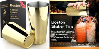 Gold 18/28oz Stainless Steel Boston Shaker Set
