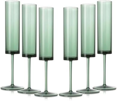 6-Pack Dark Green Plastic Wine & Champagne Glasses for Weddings & Celebrations
