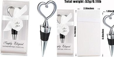 Heart-Shaped Wine Stoppers: Wedding & Party Favors (30-pack)
