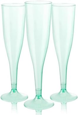 Clear Green Plastic Champagne Flutes (36-Pack, 7oz) for Parties & Weddings
