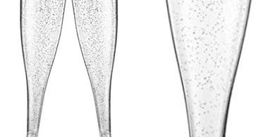 Silver Glitter Plastic Champagne Flutes (50-pack) for Parties & Events
