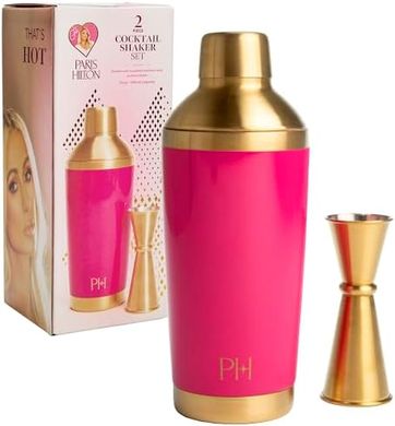 Paris Hilton Insulated Cocktail Shaker Set (Gold/Pink, 20 oz)
