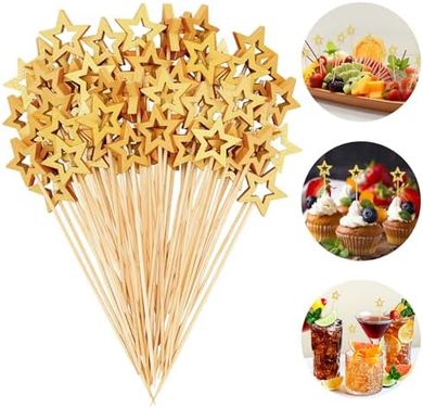 Gold Star Bamboo Cocktail Picks (100 pcs, 4.72")
