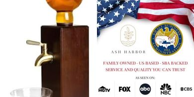 Ash Harbor Wooden Whiskey Dispenser: Classy Home Bar Accessory
