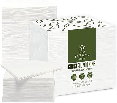 Premium 500-pack, 9x9" white disposable cocktail napkins
