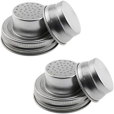 Stainless Steel Mason Jar Shaker Lids (2-pack) for Spices & Flour
