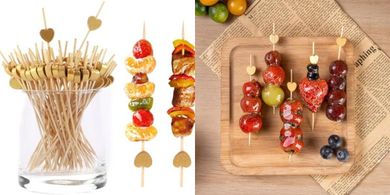 Gold Heart Toothpicks: 200-Count Appetizer & Cocktail Picks
