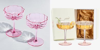 Khen Flower Vintage Wave Glass Coupes (Pink, Set of 2)
