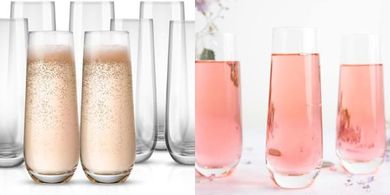 KooK 8-Piece Champagne Flute Set (9.4oz, Rose Gold, Dishwasher Safe)
