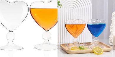 Hemoton Heart-Shaped Martini Glasses (Set of 2) for Valentine