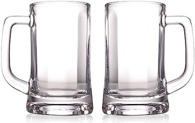 Heavy Dimple Beer Mugs: 2-pack, 12oz, Large Handle
