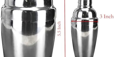 Stainless Steel Cocktail Shaker with Built-In Strainer (8 oz/250 ml)
