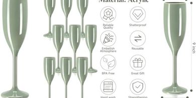 Shatterproof Plastic Champagne Flutes (10-Piece Set) for Parties
