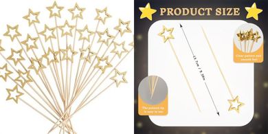 Gold Star Bamboo Cocktail Picks: 100-Count for Parties & Appetizers
