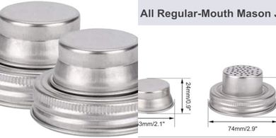 CALLARON Stainless Steel Mason Jar Shaker Lids (2.91", 2-pack)
