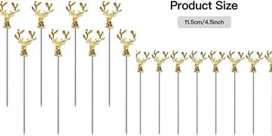 Gold Deer Head Cocktail Picks (8-Piece Stainless Steel)
