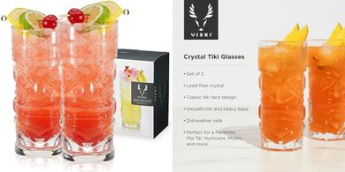 Viski Pacific Tiki Glasses: Premium Crystal Tumblers (2-pack, 14 oz)
