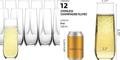 Crystal Champagne Flutes (12-piece Set, 8oz)
