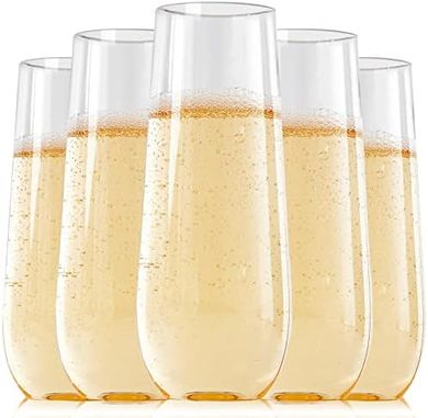 Reusable & Disposable Plastic Champagne Flutes (24-Pack)
