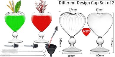Romantic Heart Martini Glasses Set (8 oz, 2 pcs)