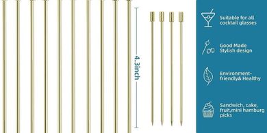 Gold Stainless Steel Cocktail Picks (15-piece set, 4.3")
