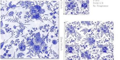 Blue Floral Cocktail Napkins (25-pack) for Parties